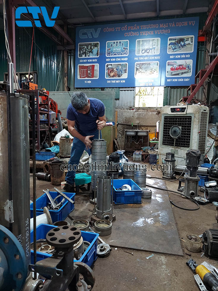 Thay buồng máy bơm trục đứng công suất lớn uy tín, chuyên nghiệp